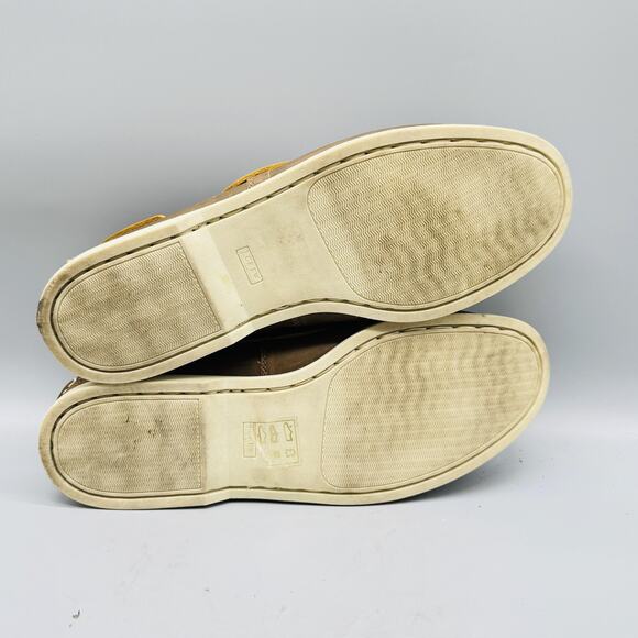 J Crew Shoes Mens 12 Brown Leather Boat Moc Toe Lace Up Slip On Casual Classic - Picture 8 of 10